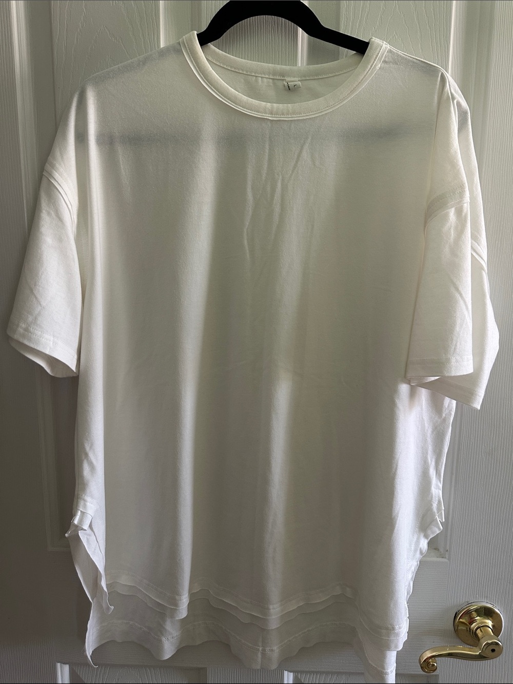 Women’s White Crew Neck OVERSIZED Short Sleeve Shirt